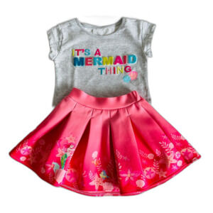 Disney Store Ariel Little Mermaid Shirt + Skirt Matching Set Size 4 years